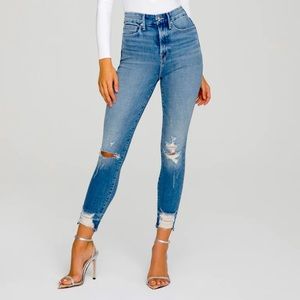 Good American Good Waist Crop Chew Hem Jeans